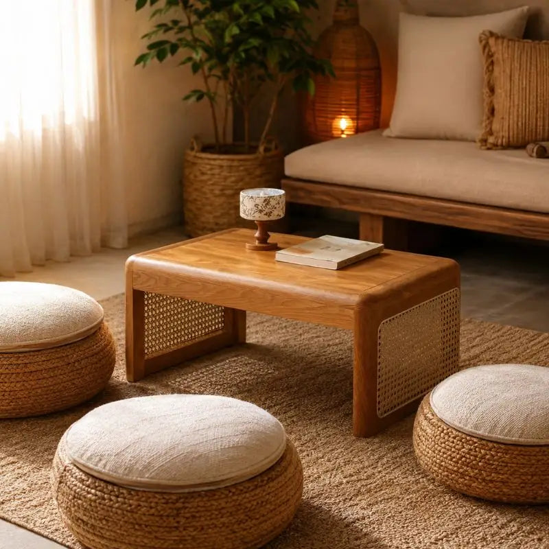 Table Basse Rotin Style Japonaise