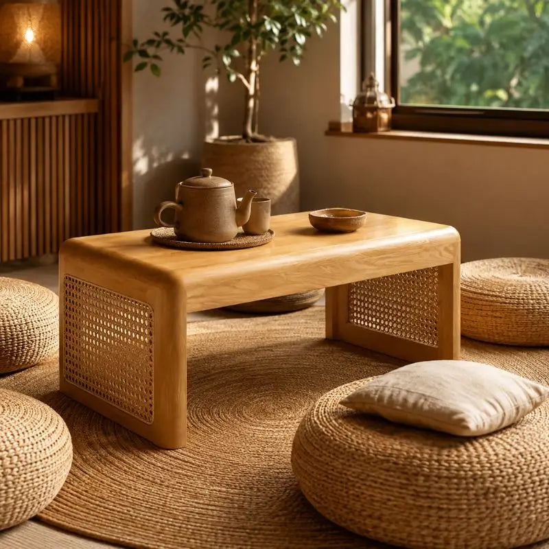 Table Basse Rotin Style Japonaise