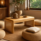 Table Basse Rotin Style Japonaise