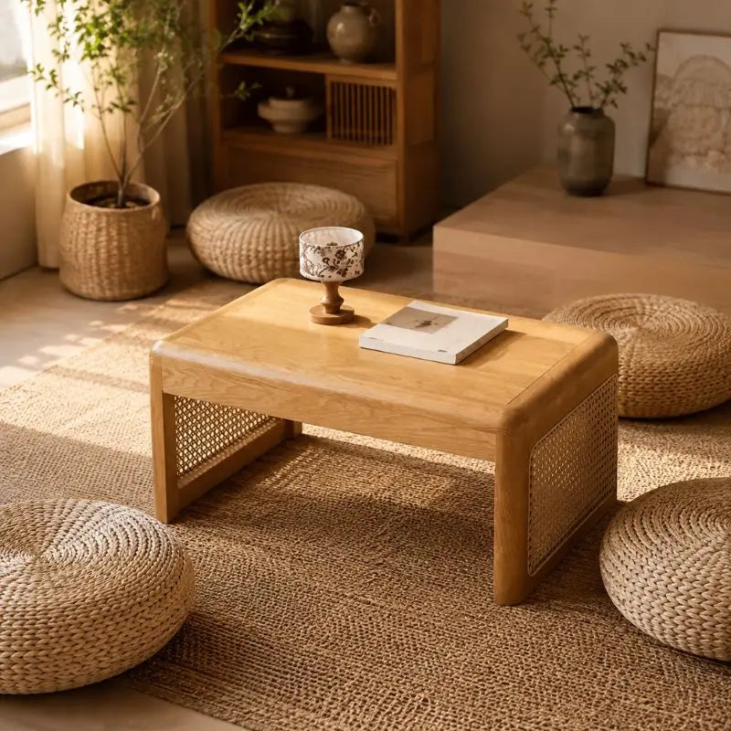 Table Basse Rotin Style Japonaise