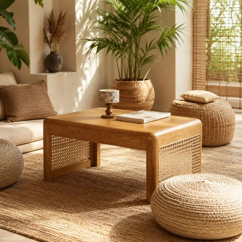 Table Basse Rotin Style Japonaise