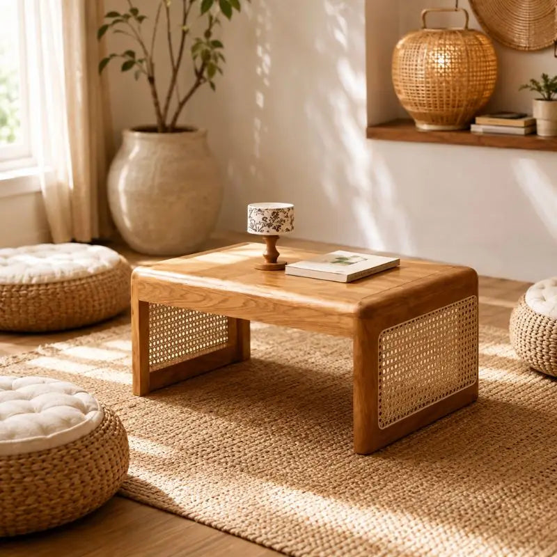 Table Basse Rotin Style Japonaise