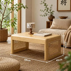 Table Basse Rotin Style Japonaise - Beige