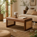 Table Basse Rotin Style Japonaise - Marron
