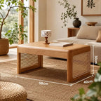 Table Basse Rotin Style Japonaise - Marron clair