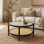 Table Basse Rotin Verre