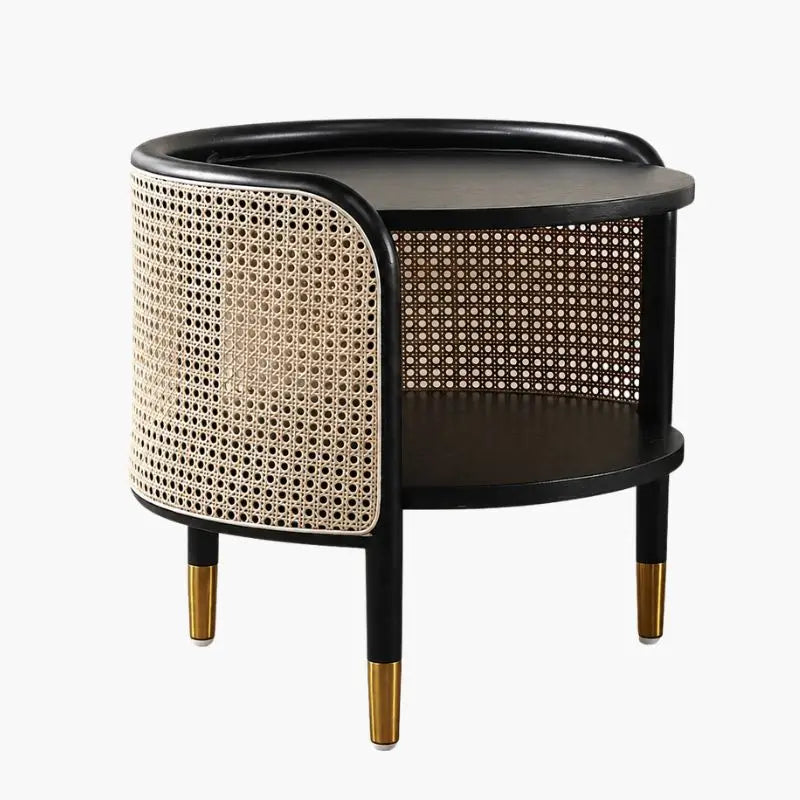 Table Basse Rotin Vintage - 50x46cm