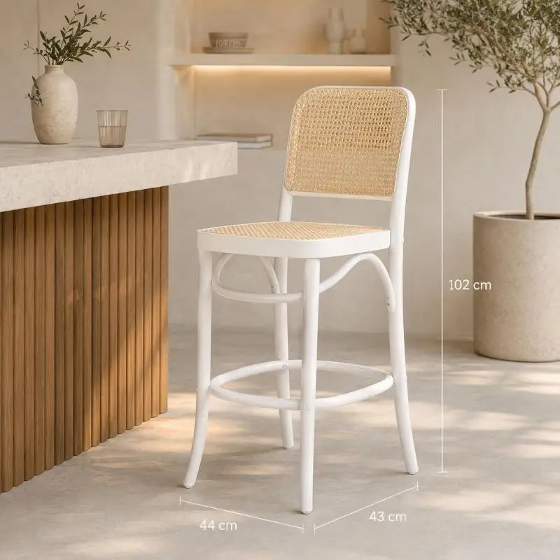 Tabouret Bar en Rotin - Blanc