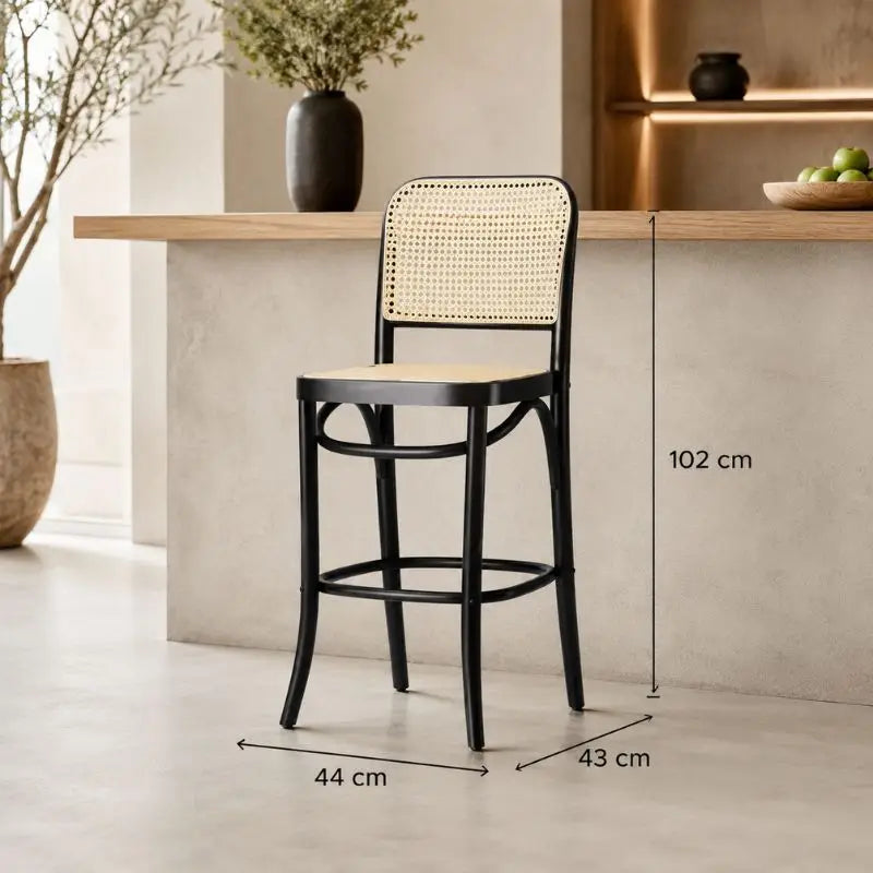 Tabouret Bar en Rotin - Noir