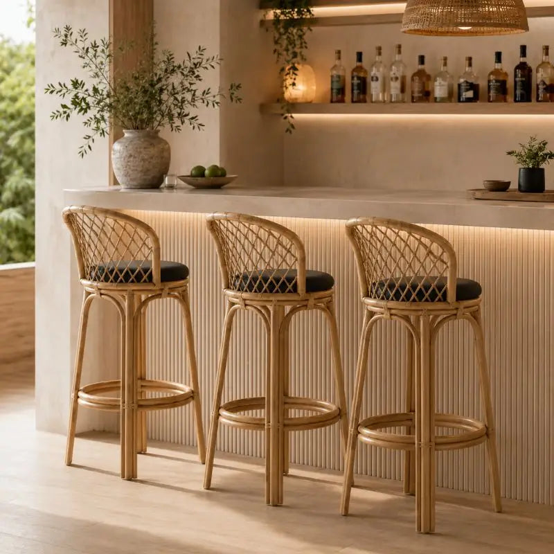 Tabouret de Bar en Rotin - 50 x 55 x 110 cm