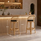 Tabouret de Bar en Rotin - 50 x 55 x 110 cm