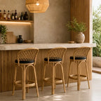 Tabouret de Bar en Rotin - 50 x 55 x 110 cm