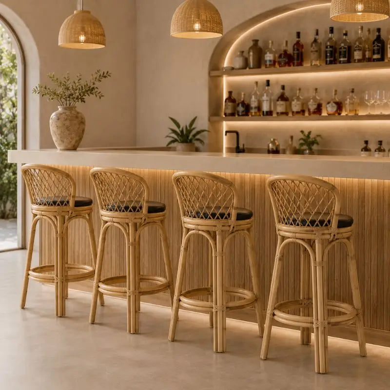 Tabouret de Bar en Rotin - 50 x 55 x 110 cm
