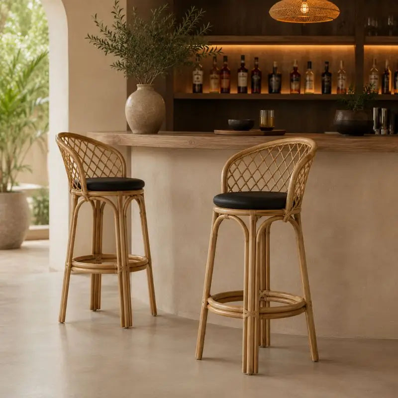 Tabouret de Bar en Rotin - 50 x 55 x 110 cm