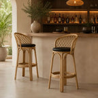 Tabouret de Bar en Rotin - 50 x 55 x 110 cm
