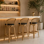 Tabouret de Bar en Rotin - 50 x 55 x 110 cm