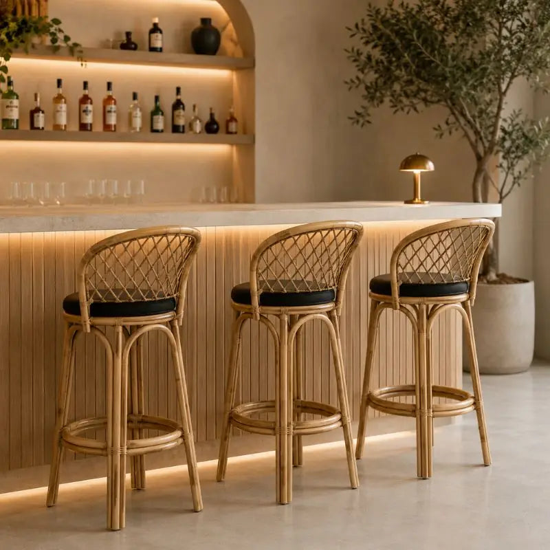Tabouret de Bar en Rotin - 50 x 55 x 110 cm