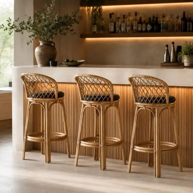 Tabouret de Bar en Rotin - 50 x 55 x 110 cm