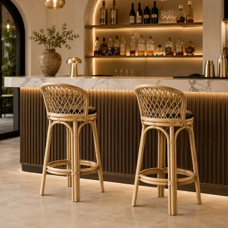 Tabouret de Bar en Rotin - 50 x 55 x 110 cm