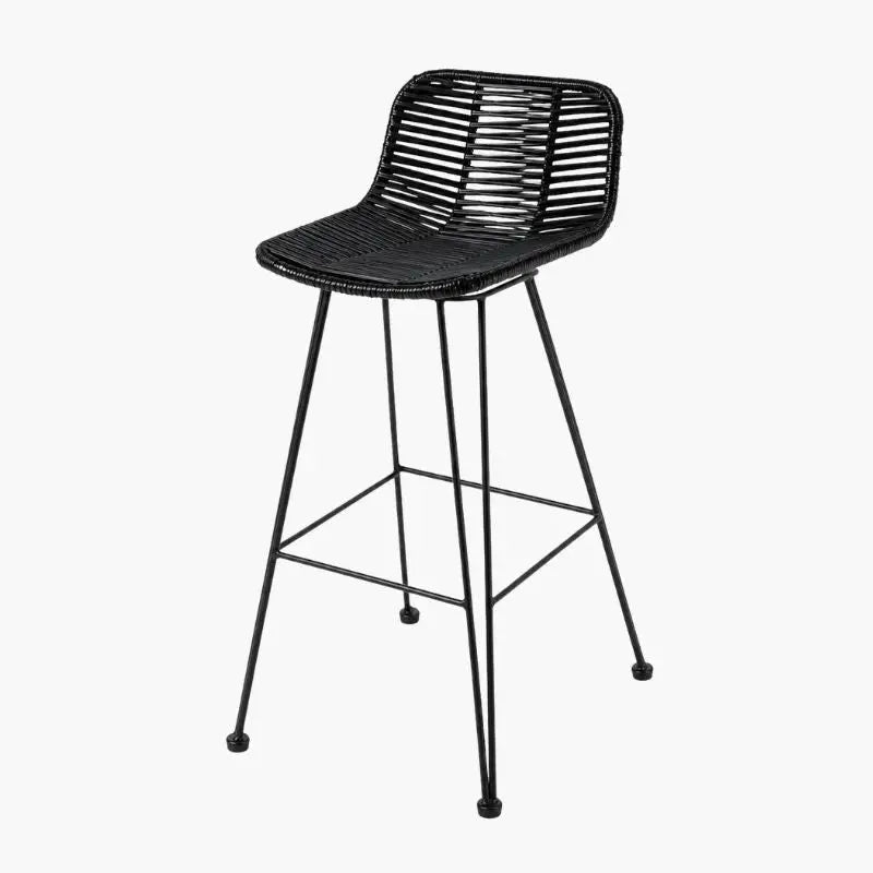 Tabouret de Bar en Rotin et Métal