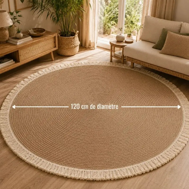 Tapis Rond en Rotin - 120 cm