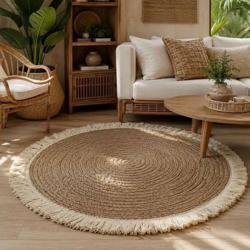 Tapis Rond en Rotin