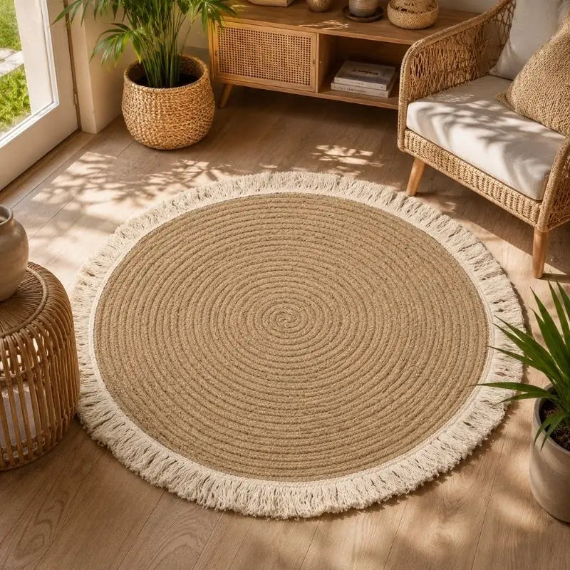 Tapis Rond en Rotin