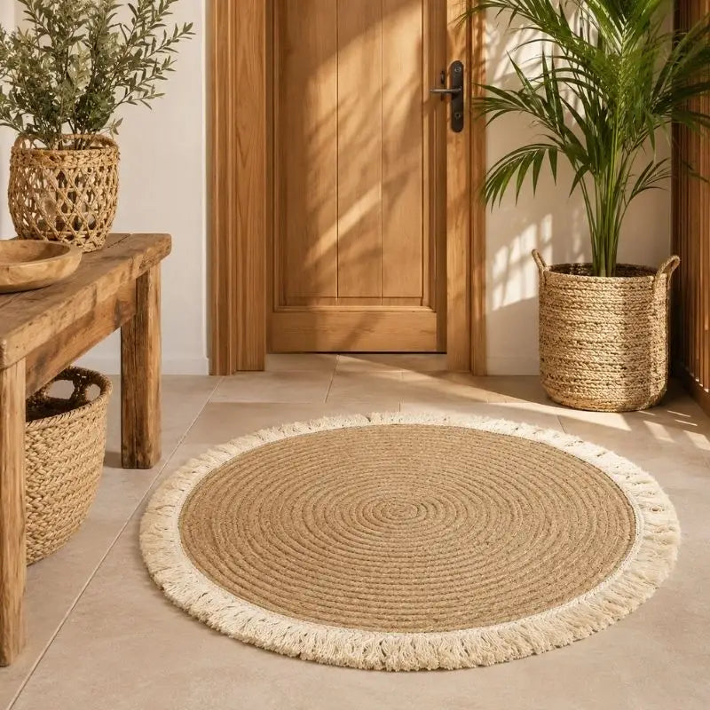 Tapis Rond en Rotin
