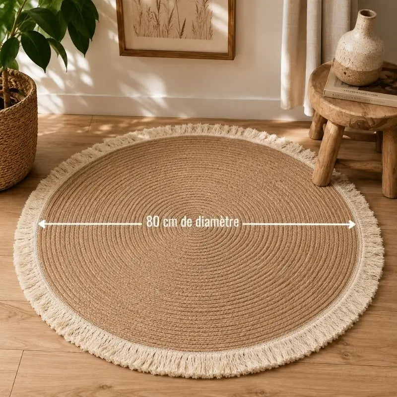 Tapis Rond en Rotin - 80 cm