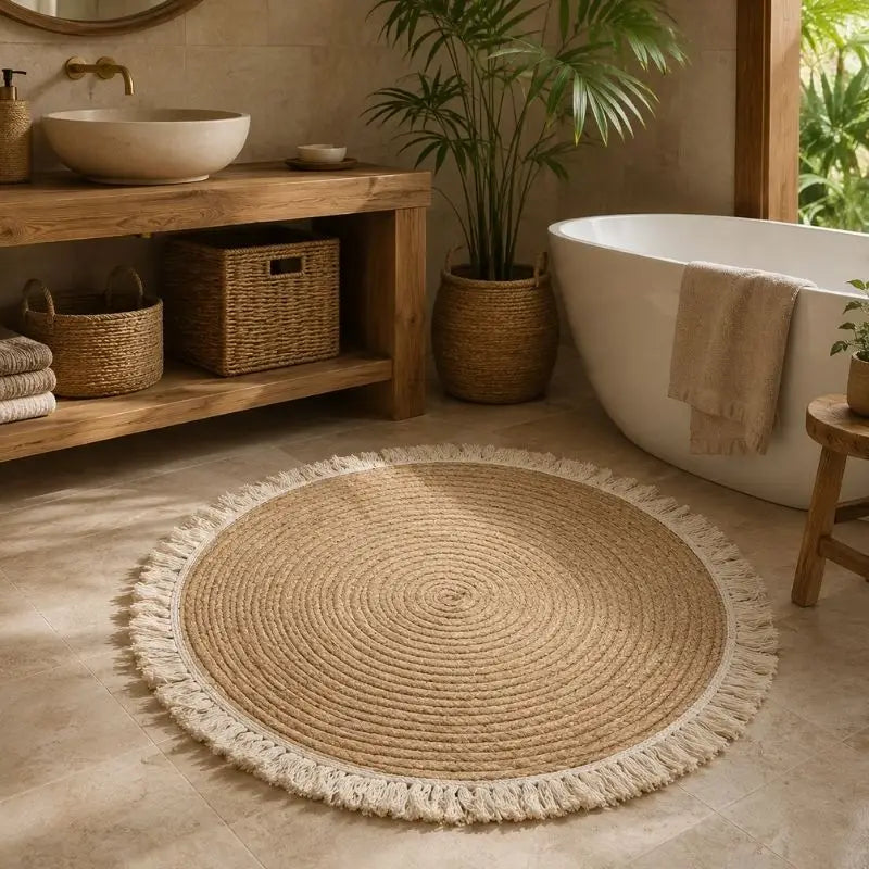 Tapis Rond en Rotin