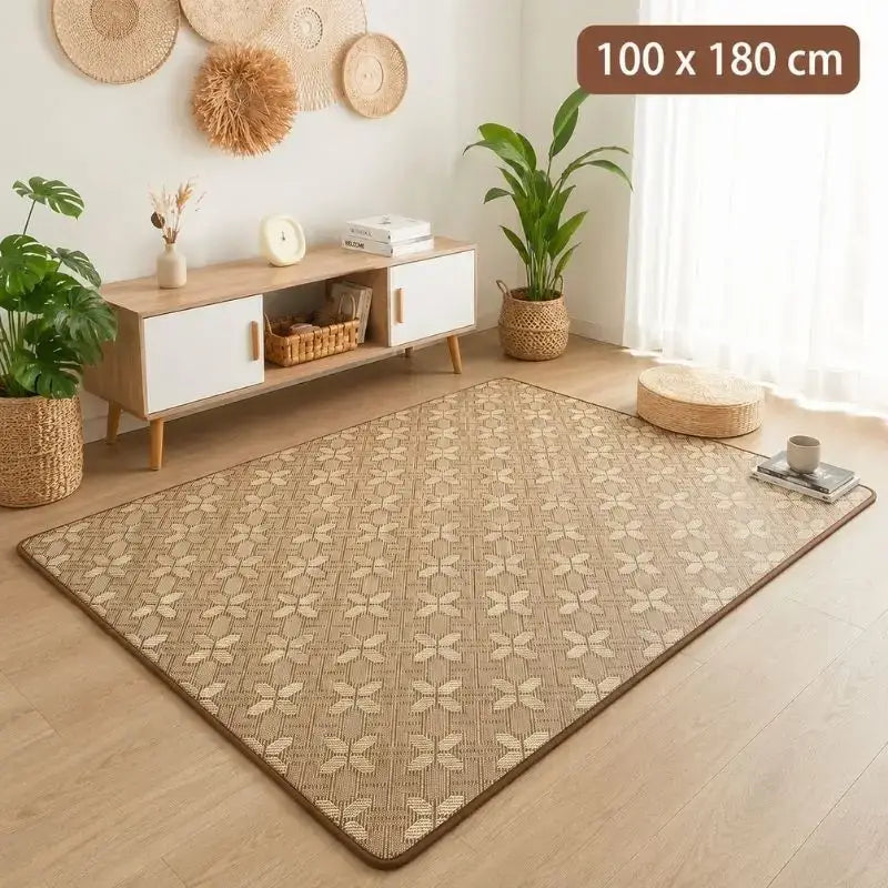 Tapis Tatami Japonais en Rotin Motif - 100 x 180 cm
