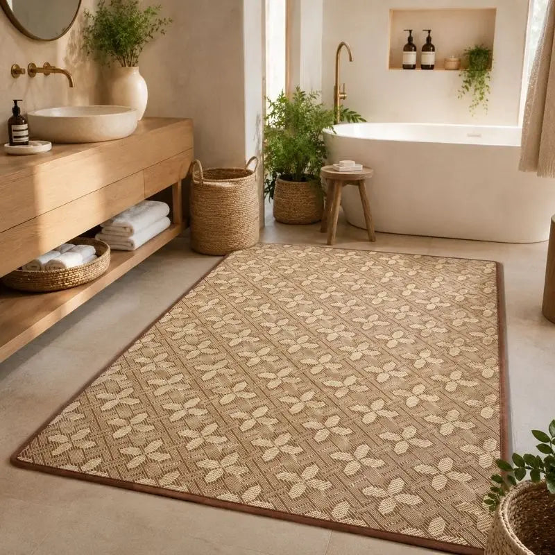 Tapis Tatami Japonais en Rotin Motif