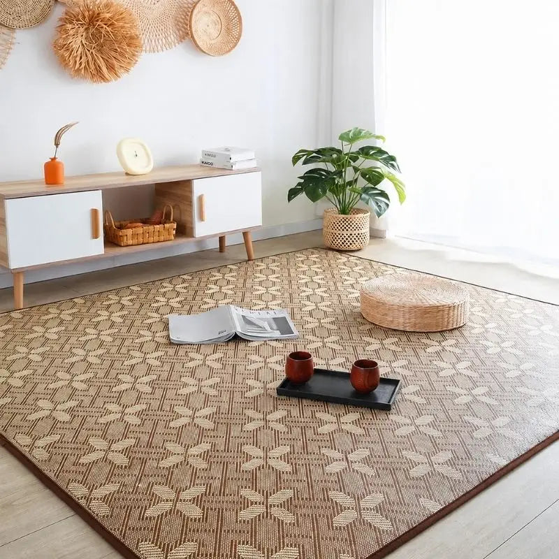 Tapis Tatami Japonais en Rotin Motif